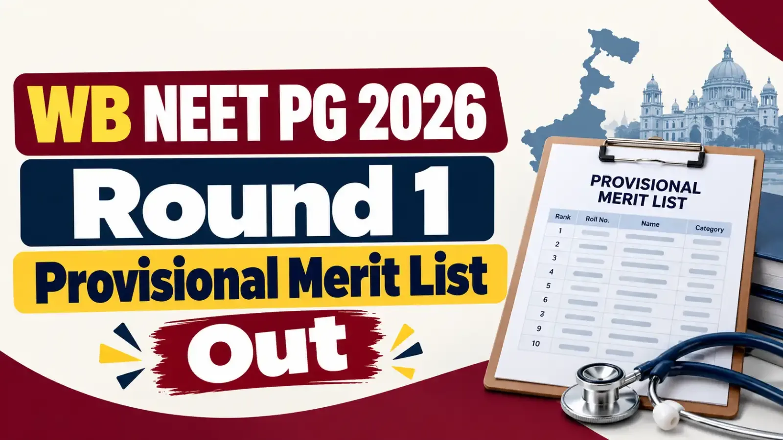 WB NEET PG 2026 Round 1 Provisional Merit List Out now. Check your name and stay updated for the next admission steps.