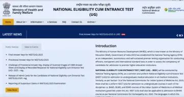 NEET UG 2025 Final Answer Key Out at neet.nta.nic.in; Download Now