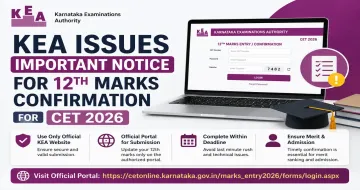 KEA Issues Important Notice for 12th Marks Confirmation for CET 2026
