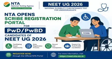 NTA Opens Scribe Registration Portal for PwD/PwBD Candidates of NEET UG 2026