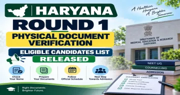 Haryana Round 1 Physical Document Verification Eligible Candidates List Released